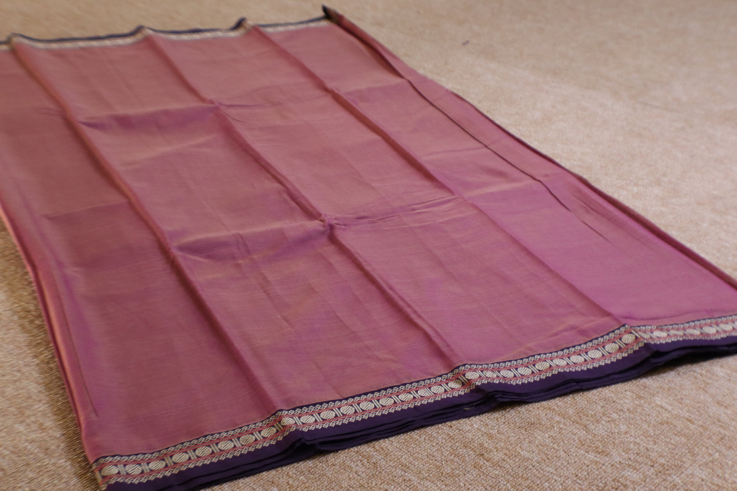Narayanpet Saree - Pink with Purple Border - NPEQ013