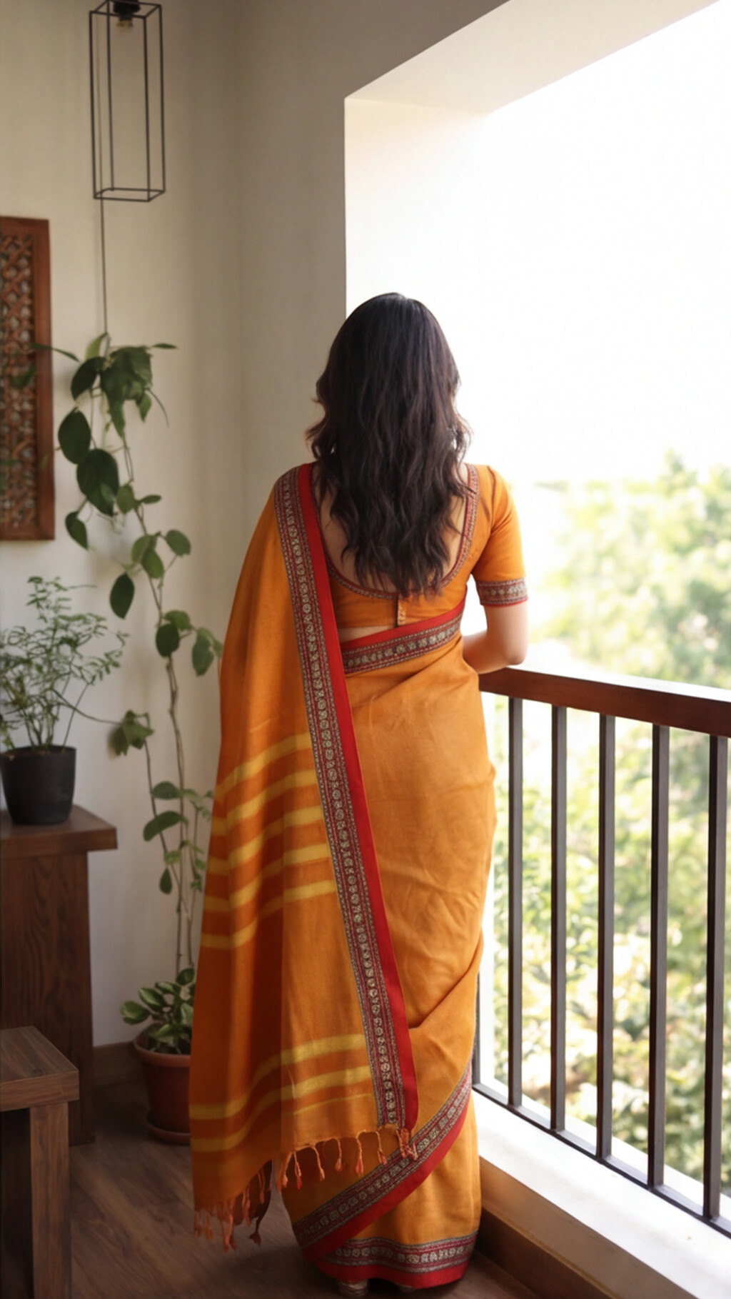 Narayanpet Saree - Yellow with Red Border - NPEQ009