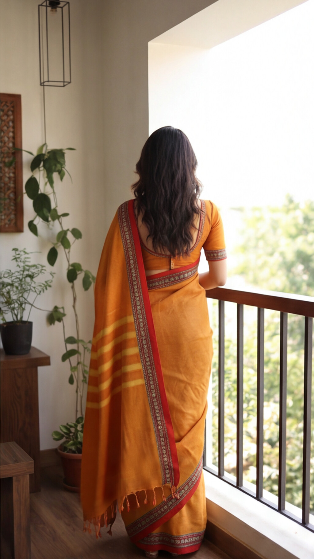 Narayanpet Saree - Yellow with Red Border - NPEQ009