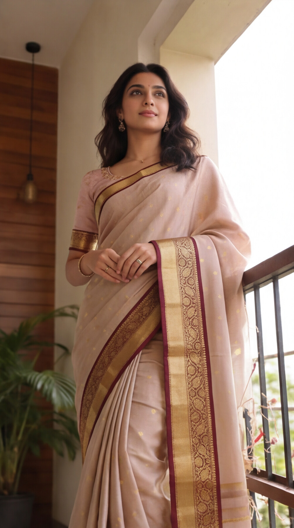 Semi Gadwal Saree - Light Grey with Maroon Border