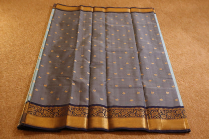 Semi Gadwal Saree - Sky blue with Navy Blue Border