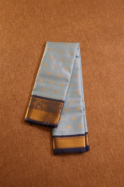 Semi Gadwal Saree - Sky blue with Navy Blue Border