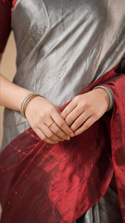 Khadi Tissue Saree - Red