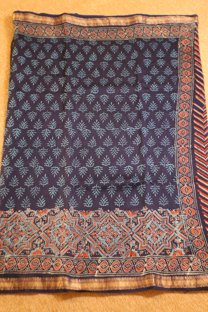 Maheshwari Silk Saree - Dark Blue