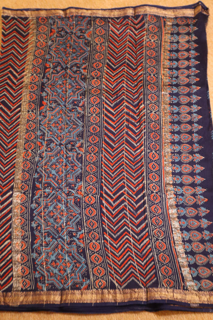 Maheshwari Silk Saree - Dark Blue