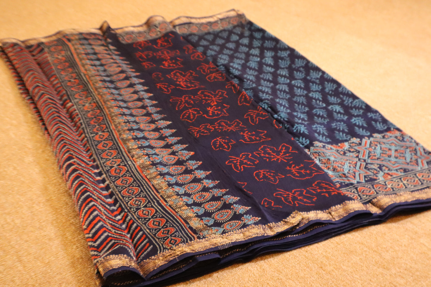 Maheshwari Silk Saree - Dark Blue
