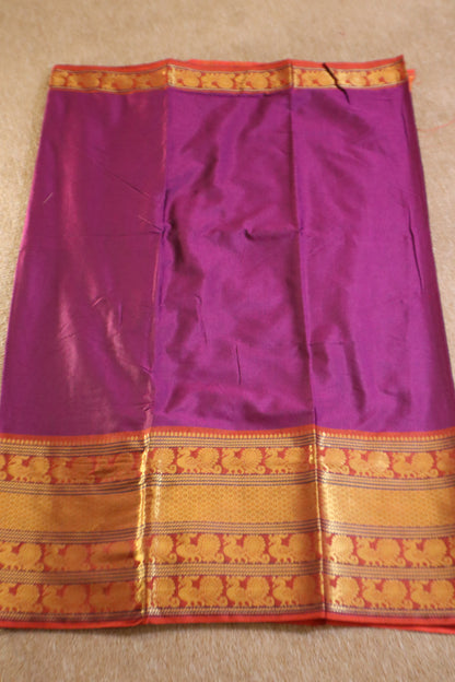 Narayanpet - Purple with Red Long Border Saree - NPEQ002