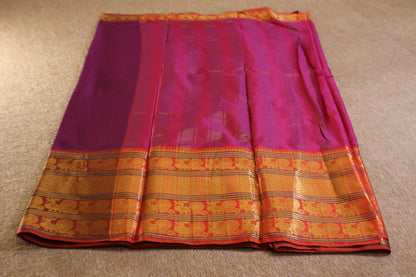 Narayanpet - Purple with Red Long Border Saree - NPEQ002
