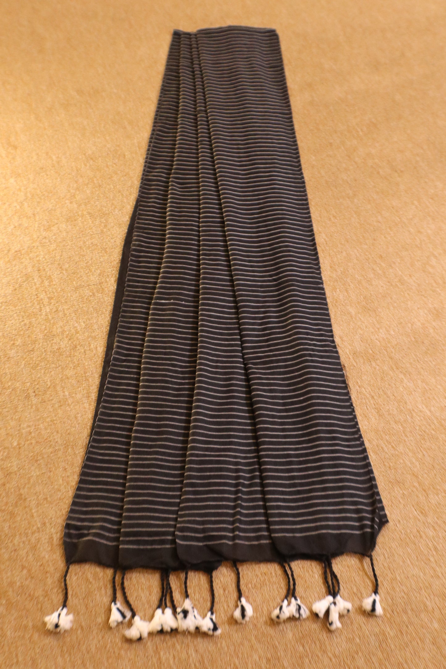 Khadhi Stripes Cotton Saree - Black