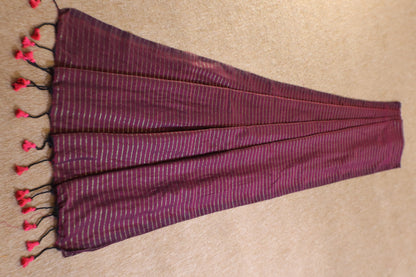 Khadhi Stripes Cotton Saree - Maroon