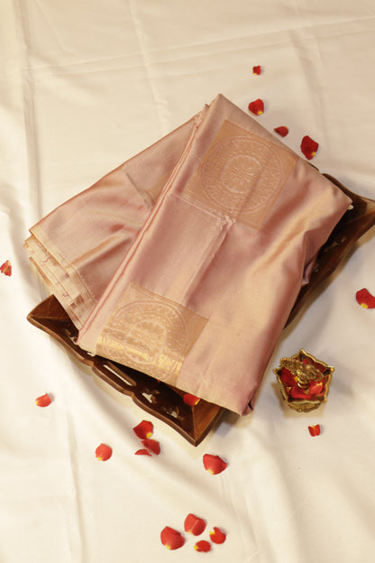 Soft Luxury Silk - Rose Gold Mauve with Antique Gold Zari - SLSEQ004
