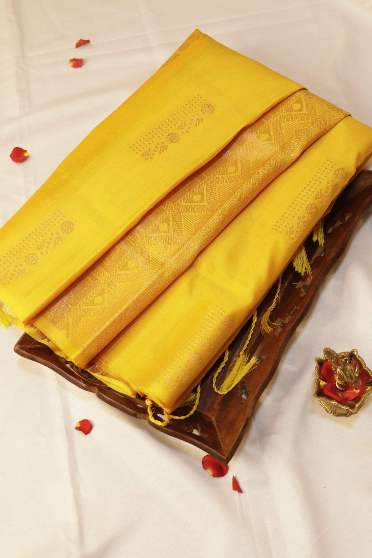 Soft Luxury Silk -  Bright Haldi Yellow with Gold Zari - SLSEQ005