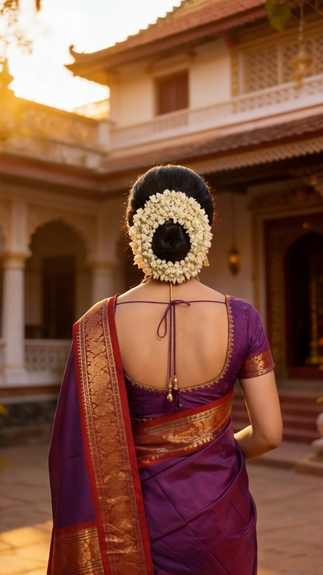 Narayanpet - Purple with Red Long Border Saree