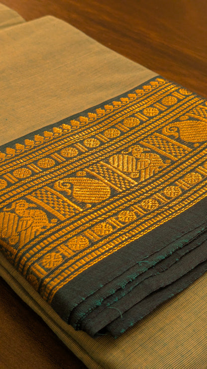 Traditional Kanchi Cotton -  Frost Ice Blue with Deep Teal Green - TKCEQ003