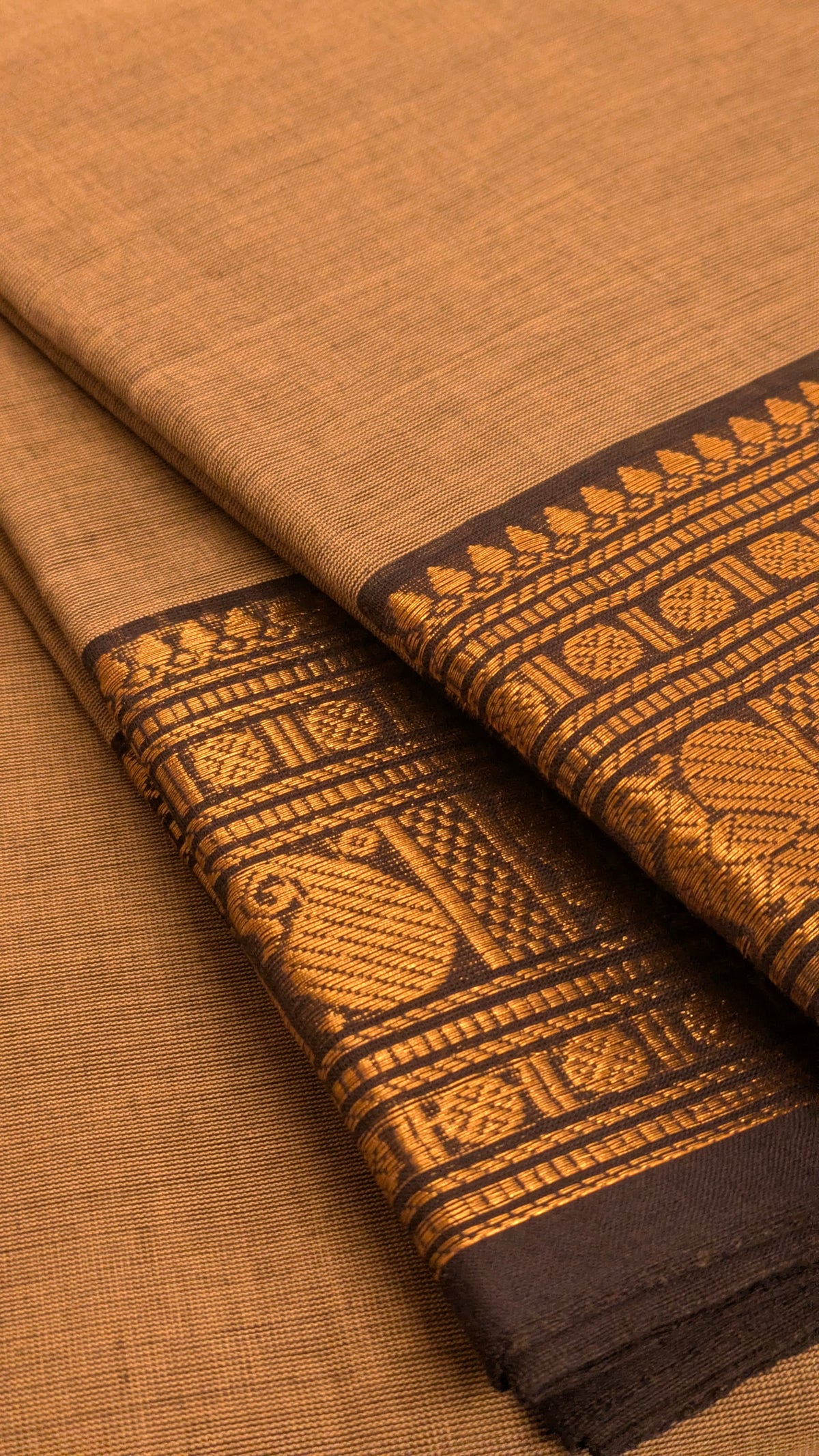 Traditional Kanchi Cotton - Steel Grey with Deep Navy Blue - TKCEQ010