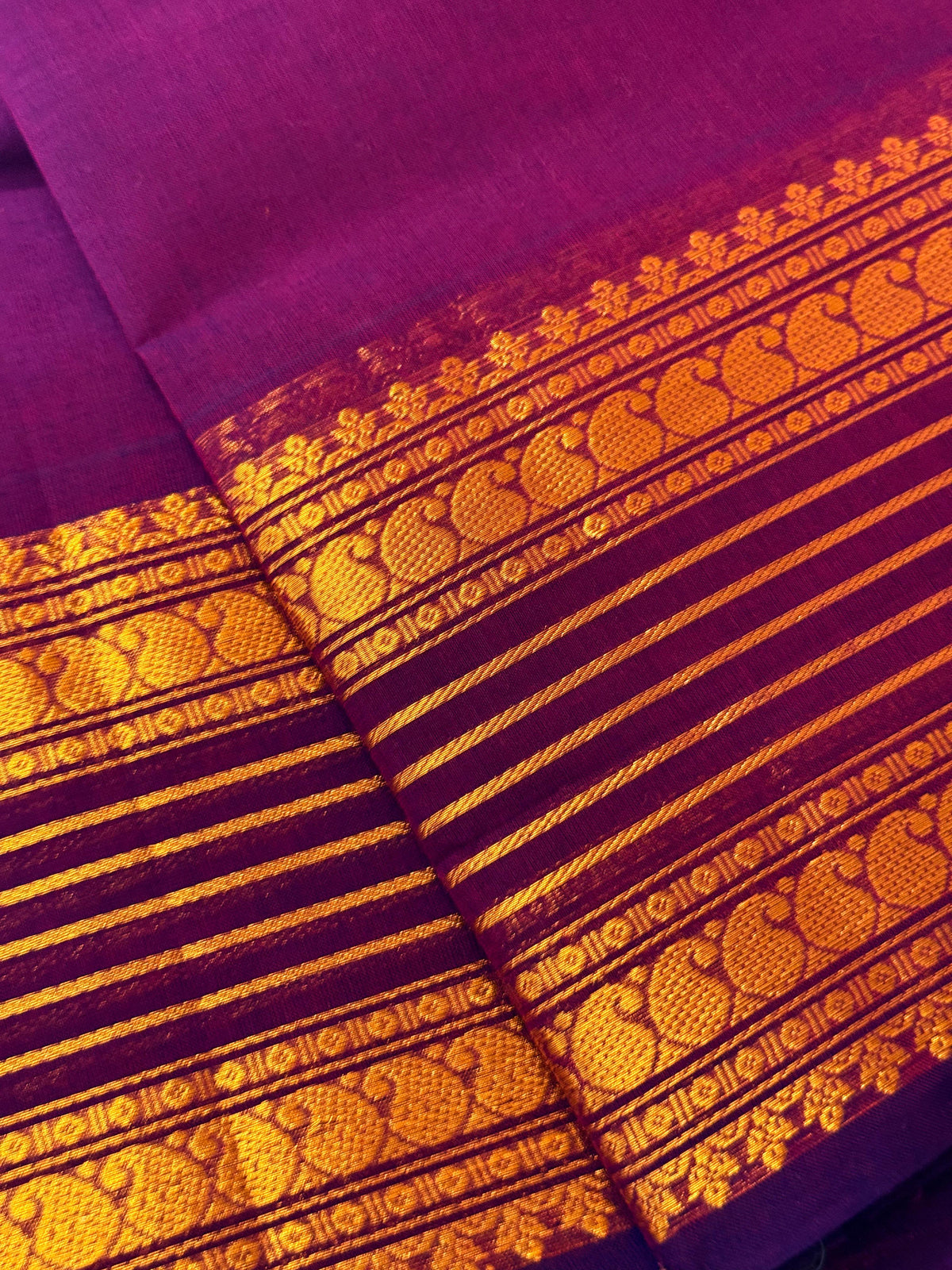 Traditional Kanchi Cotton -  Royal Purple with Gold Zari  - TKCEQ036