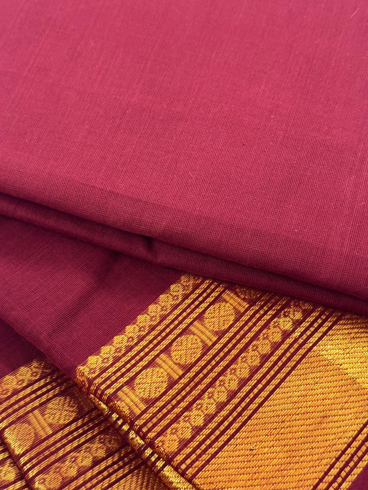 Traditional Kanchi Cotton - Deep Coffee Brown with Gold Zari - TKCEQ056