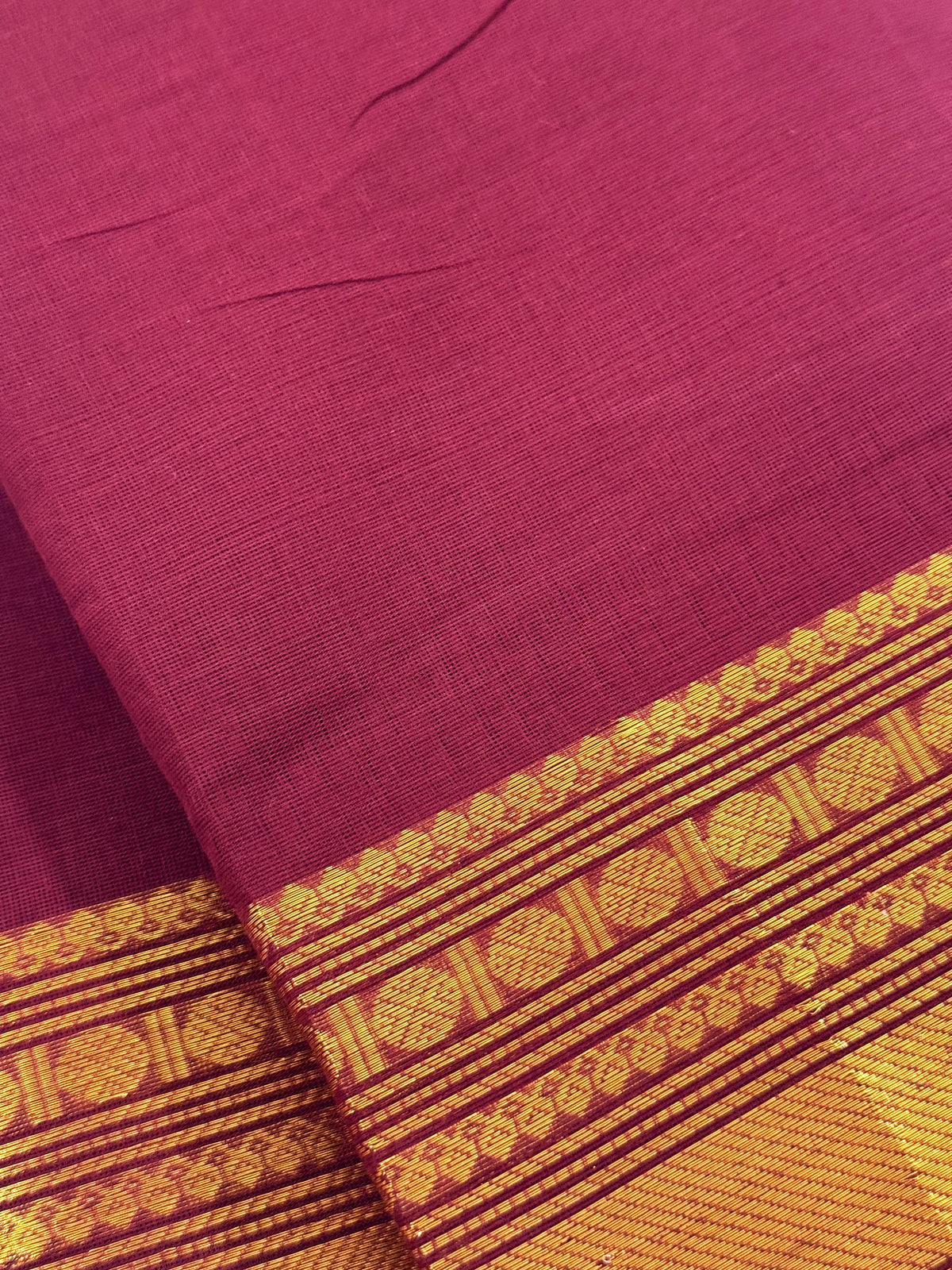 Traditional Kanchi Cotton - Deep Coffee Brown with Gold Zari - TKCEQ056