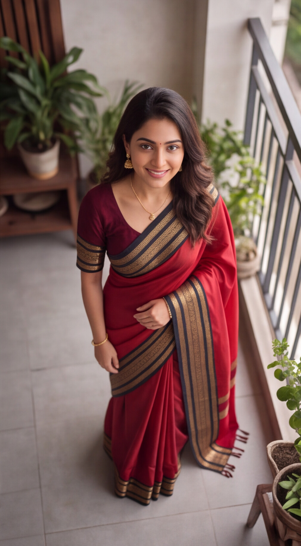 Banarasi Soft Katan Silk Saree - Red with Black - BKSEQ001